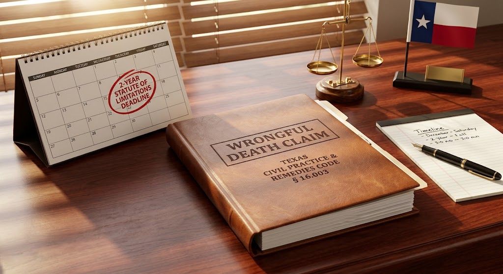 Calendar and case file marking the wrongful death statute of limitations in Texas